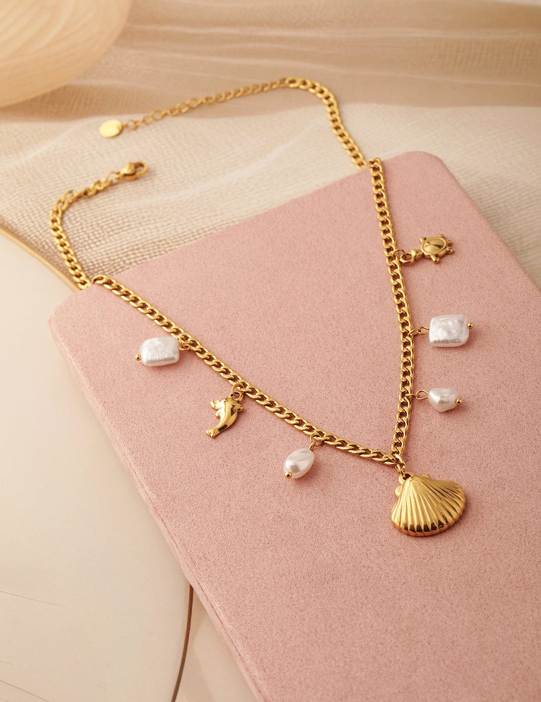 Dolphin Dream Shell Necklace - Anti Tarnish - Gold plated
