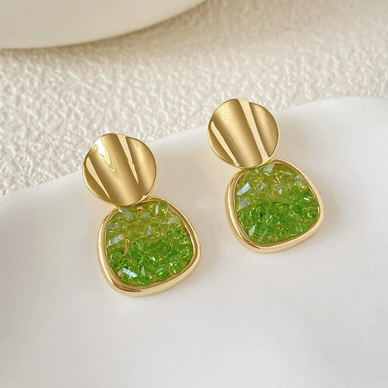Green Crystal Korean Earring