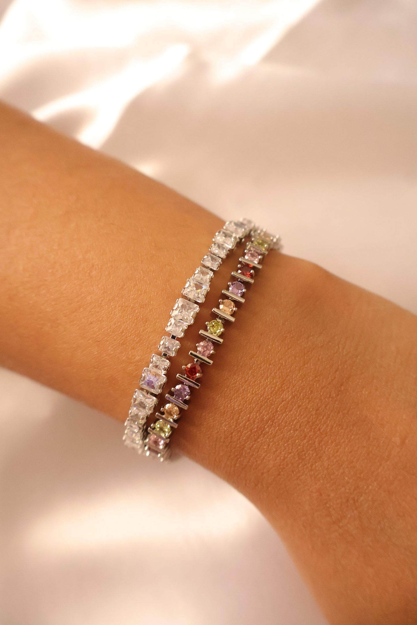 Multicolour tennis bracelet
