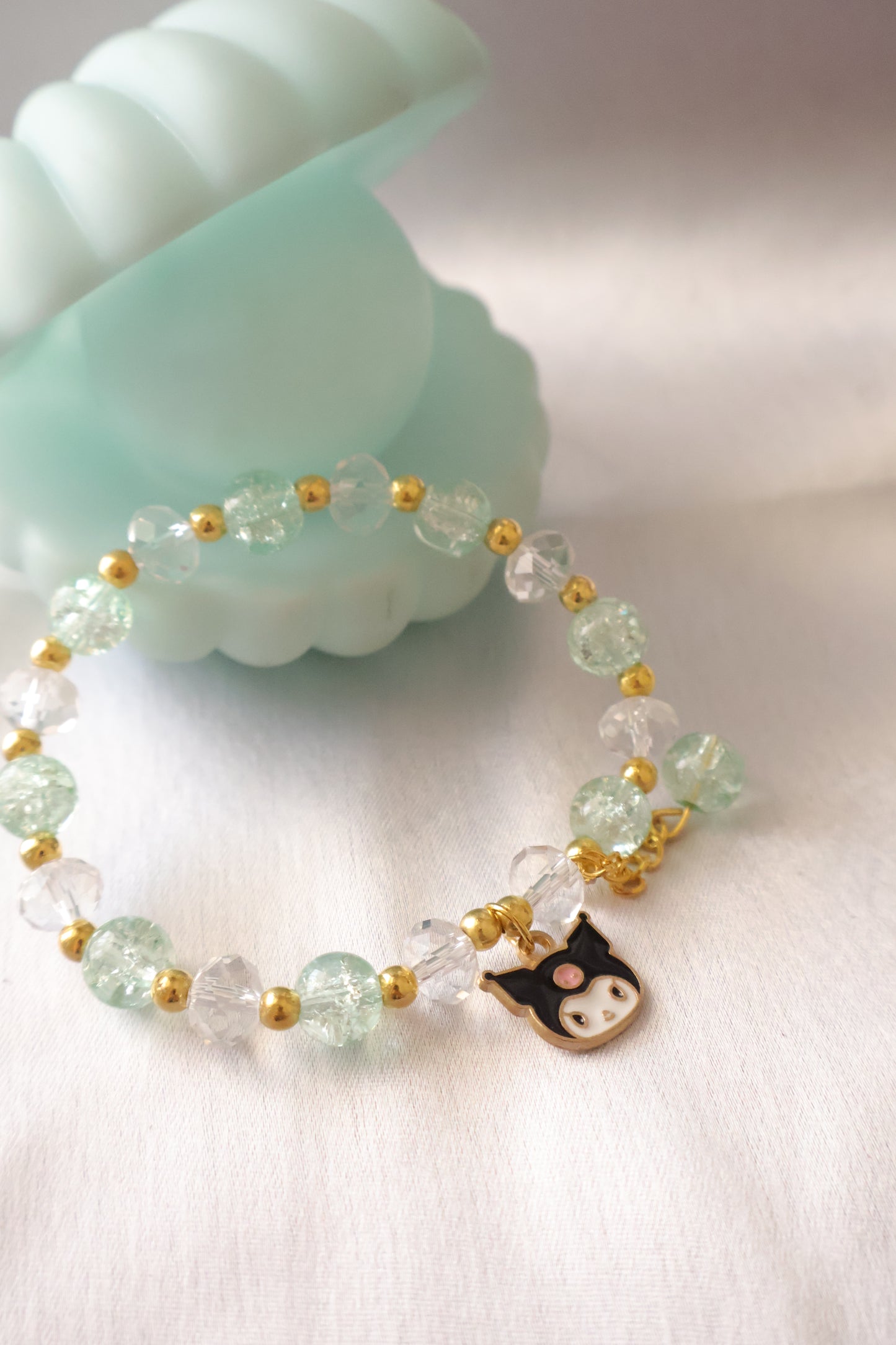 Jade golden beads crystal beaded bracelet