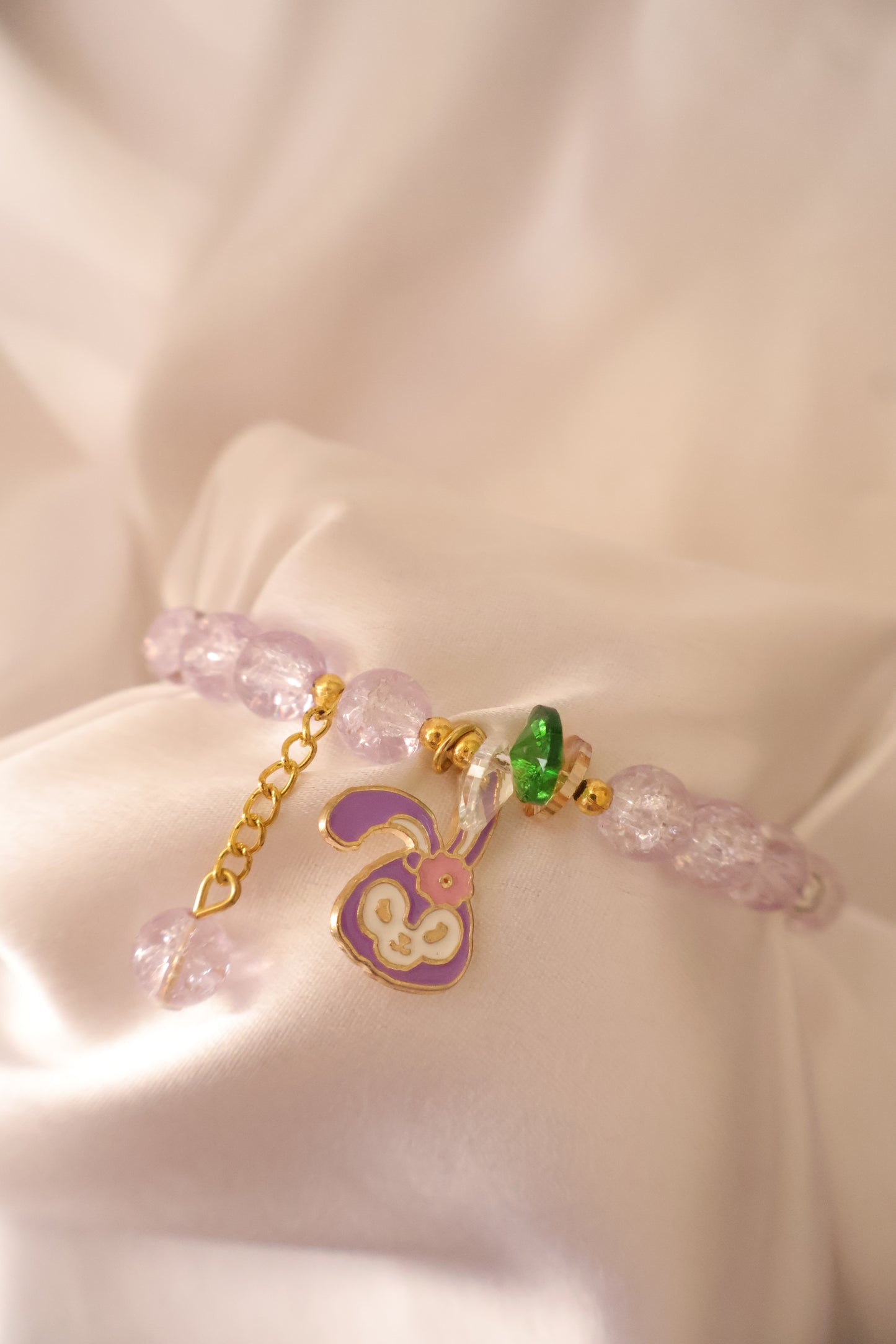 Lush Lavender Golden Beads crystal Bracelet