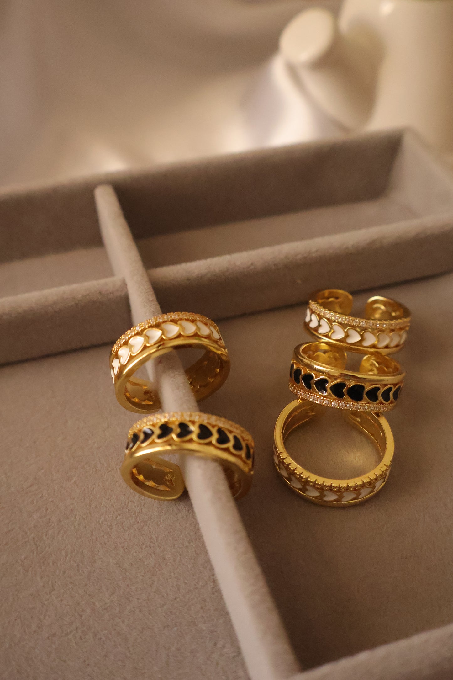 Heart Intricated stone Adjustable Ring- Anti tarnish