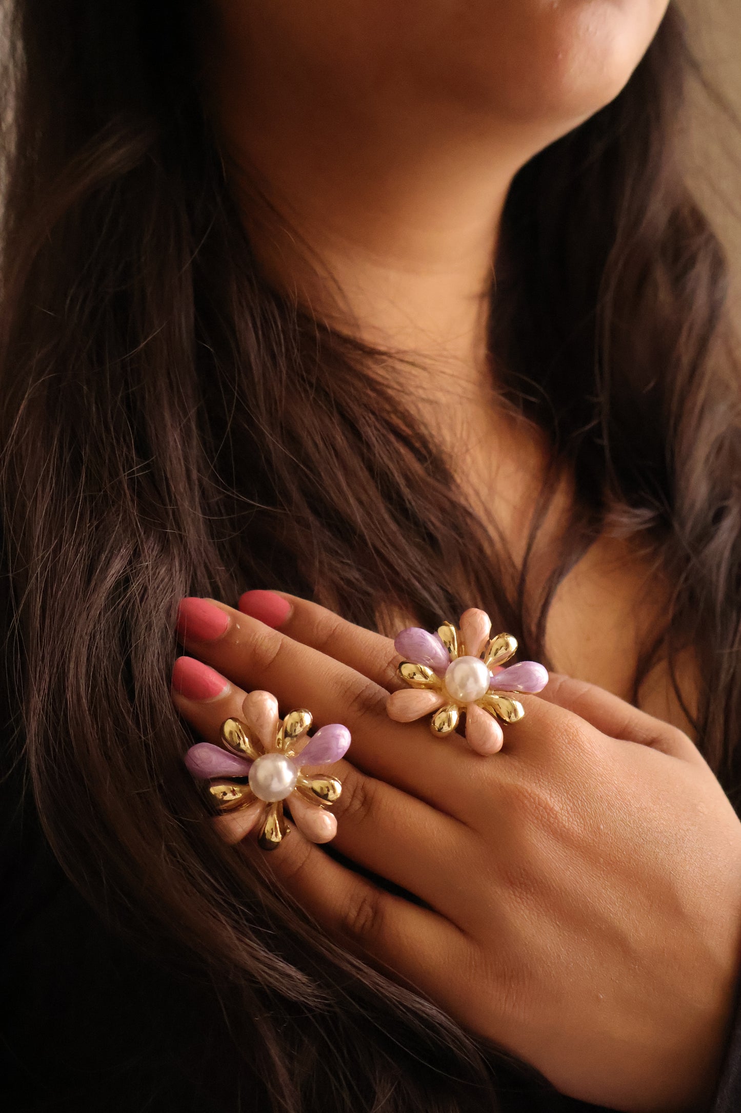 Pastel Petal Charm Ring - (Gold)