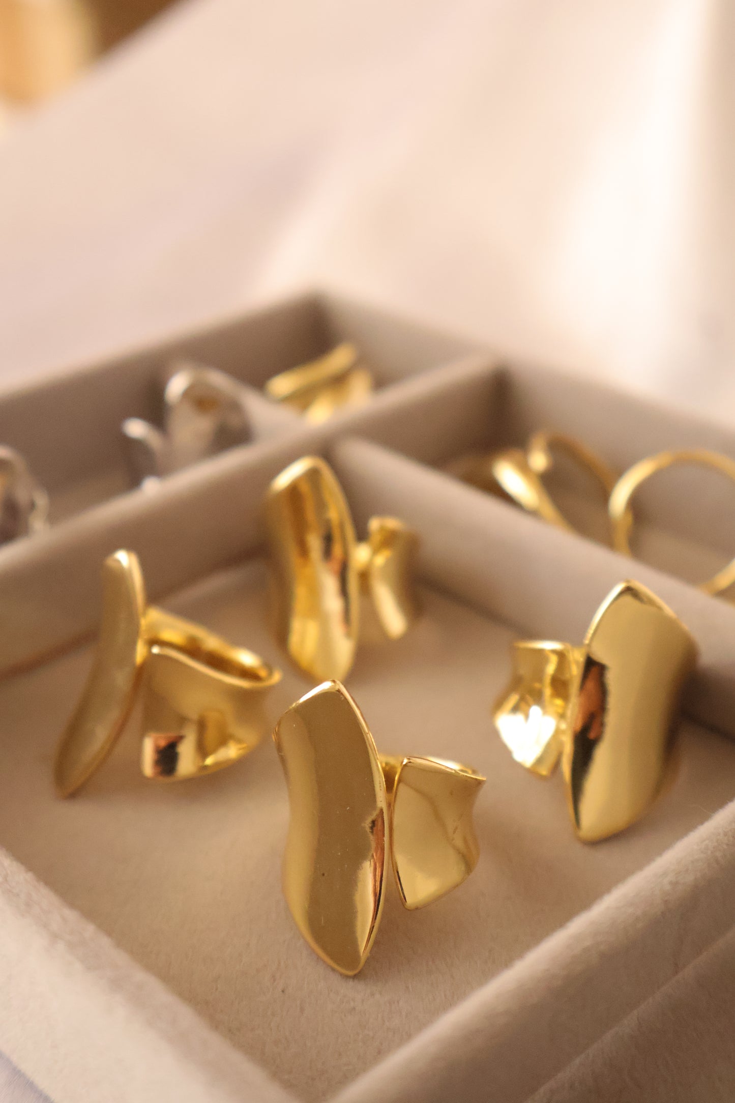 Ziva Gold Statement Ring-Adjustable (Anti-Tarnish)