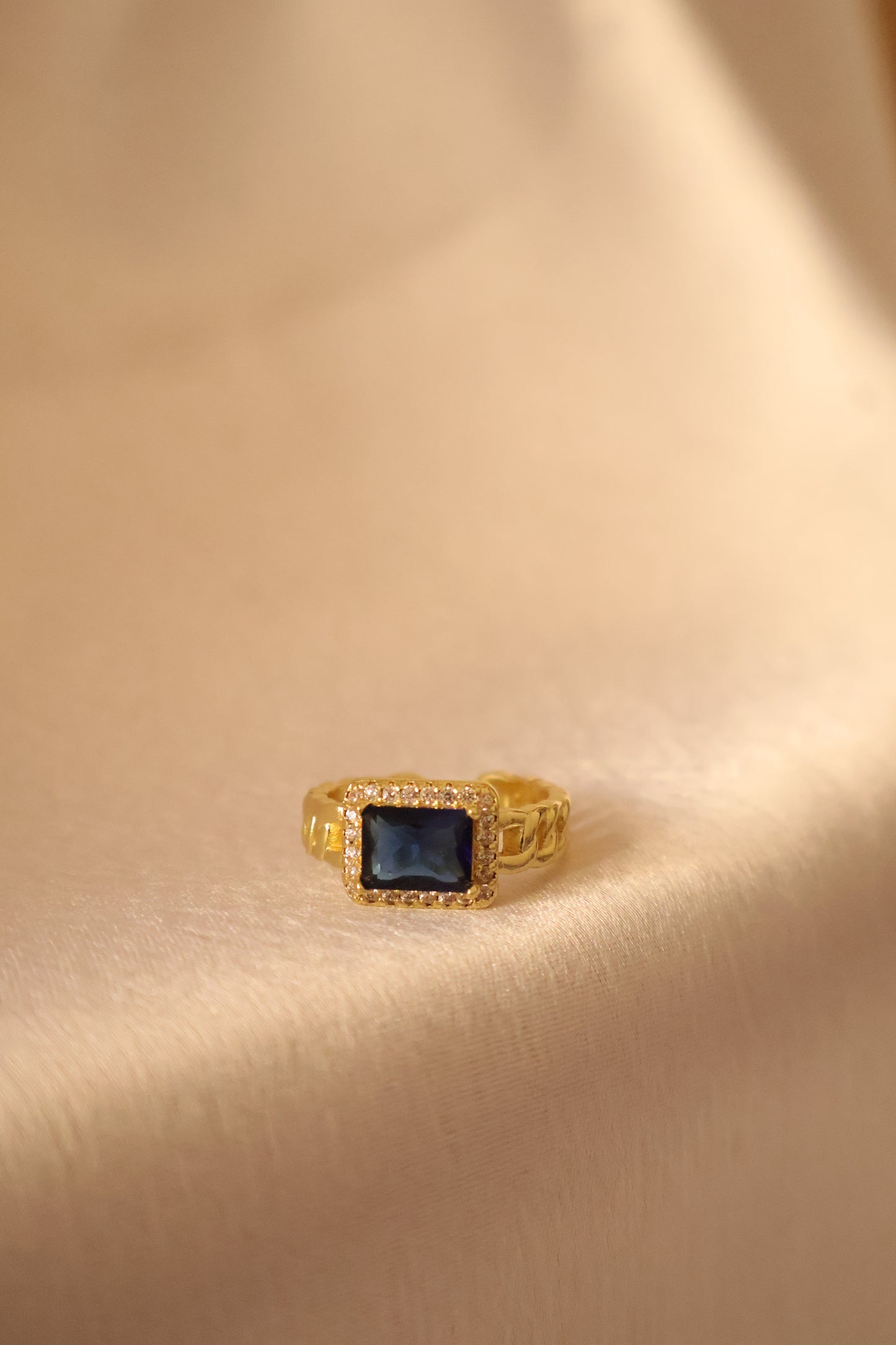 Blue Emerald Promise Ring (Adjustable-Anti Tarnish)