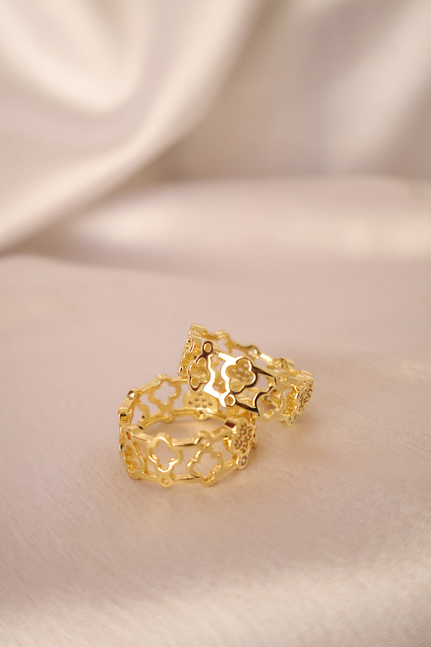 Monogram Flower Statement Ring (Adjustable-Anti tarnish)