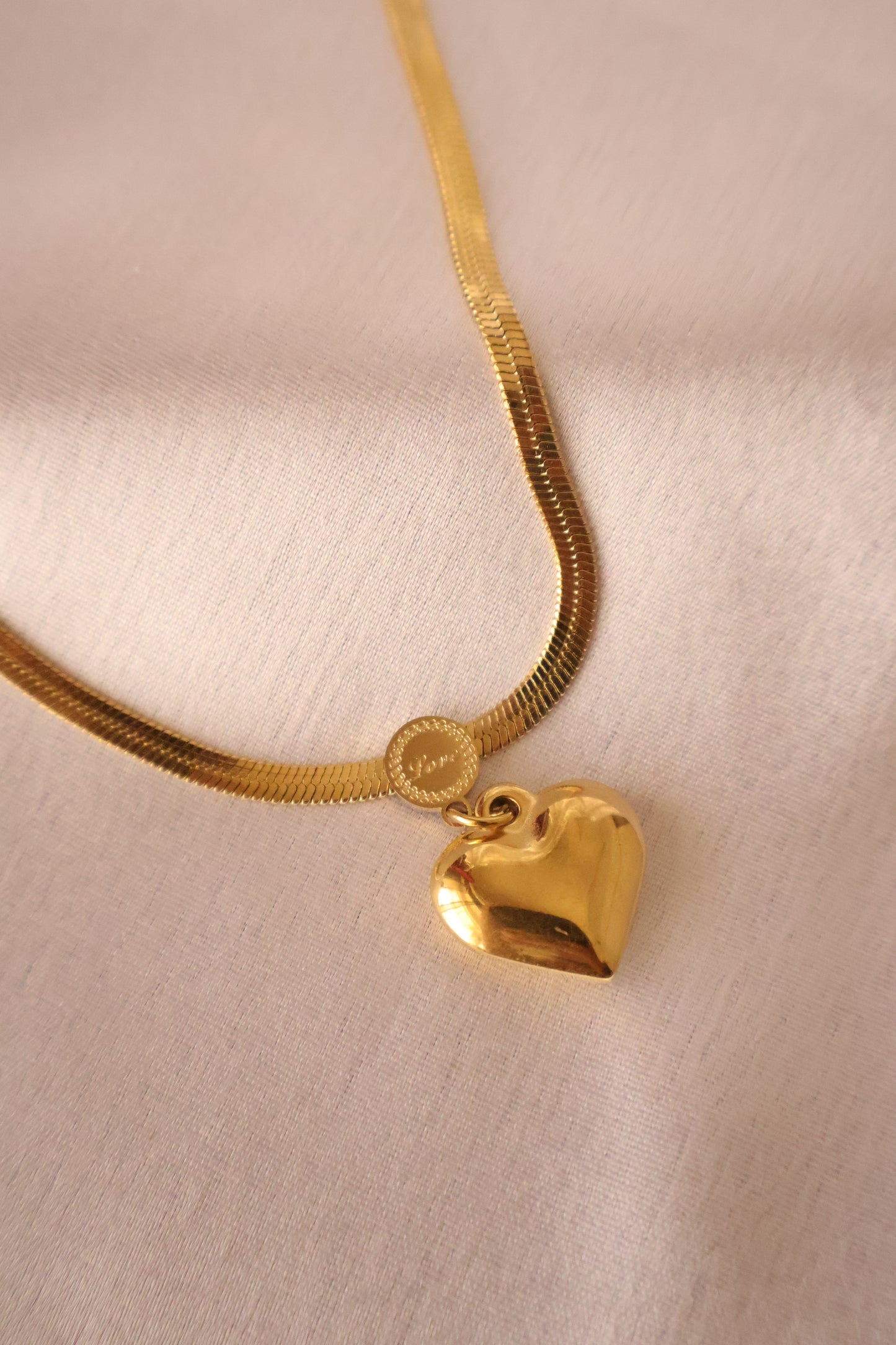 Snake Chain with heart Anti Tarnish Necklace