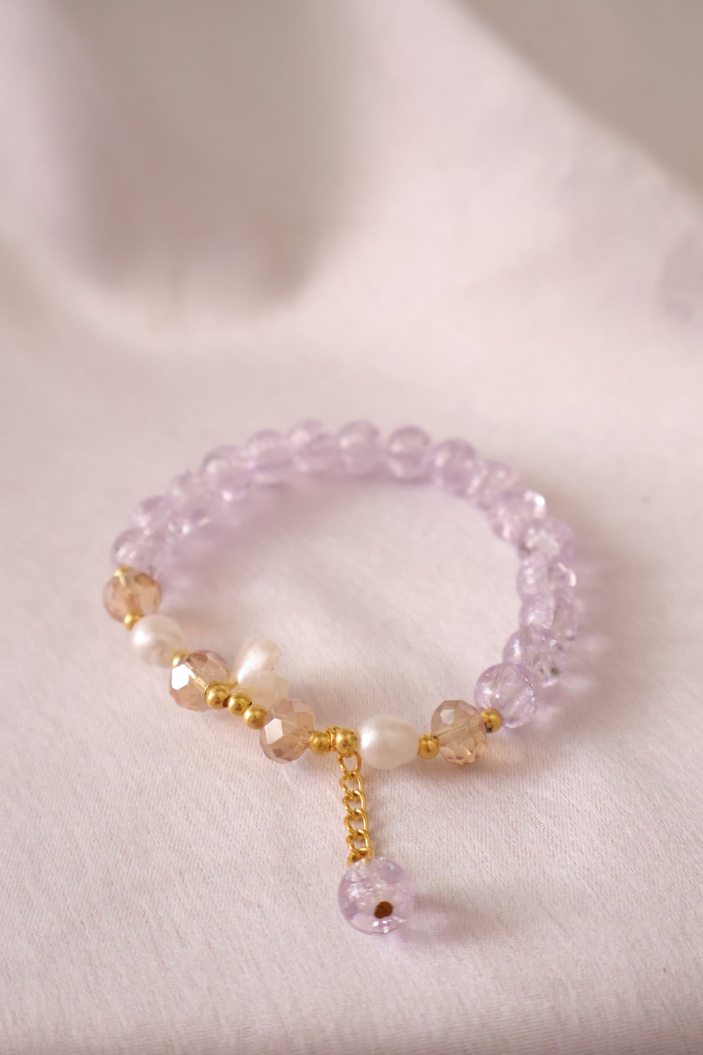 Lilac Cloud Beaded Charm Bracelet