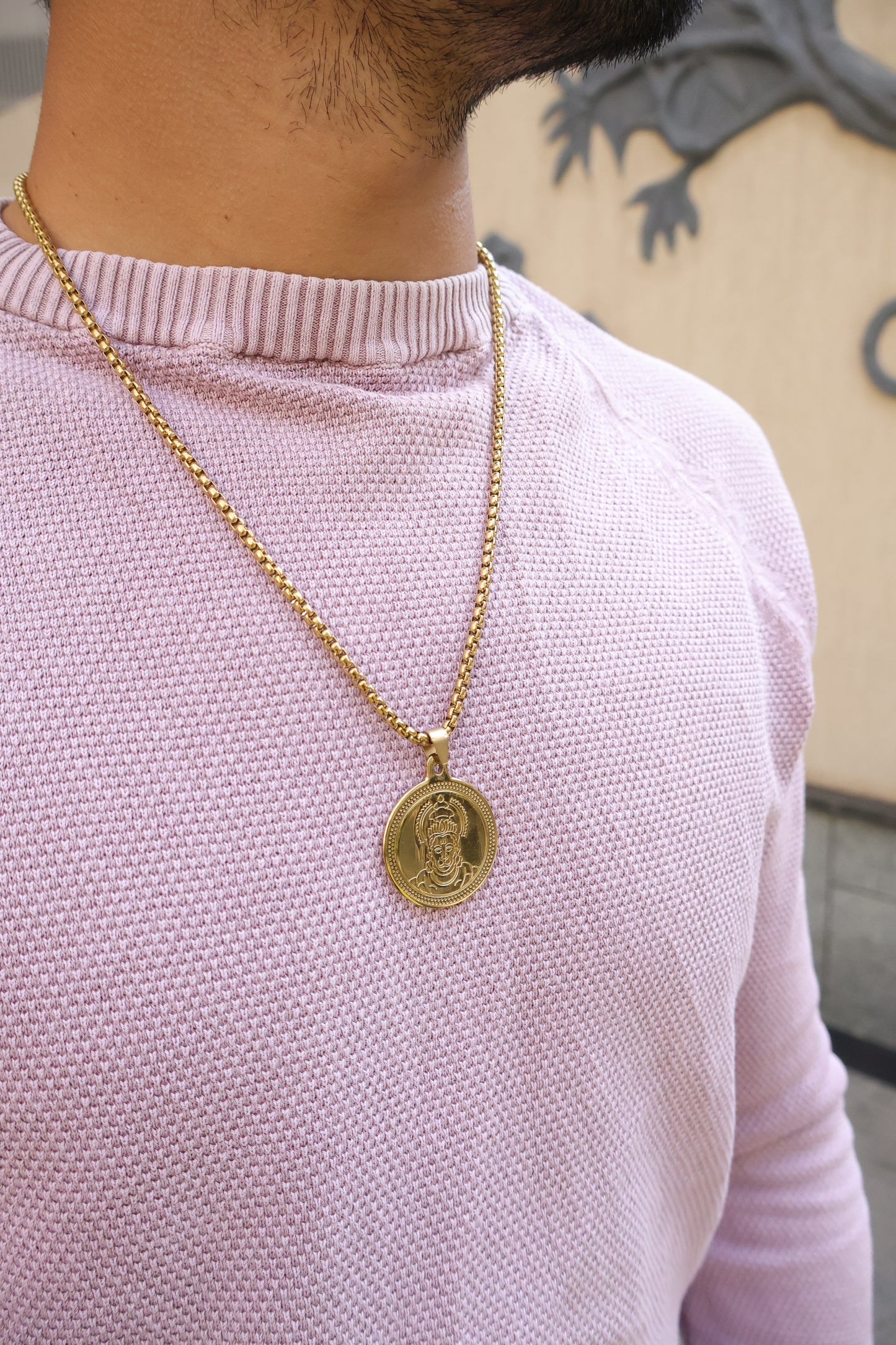 24K Gold Plated Hanuman Ji Coin Necklace