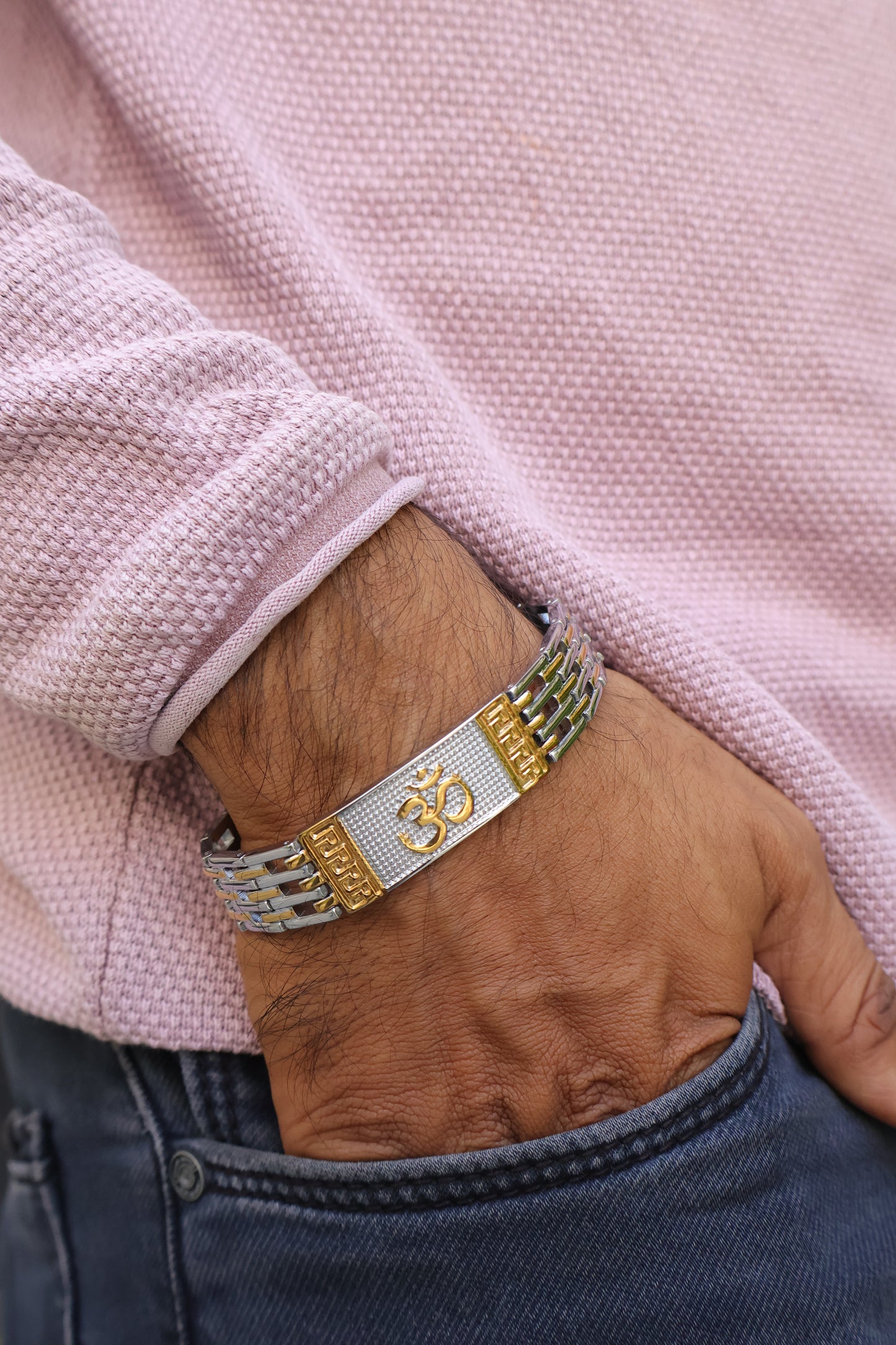 24K Gold Plated Dual Tone OM Bracelet