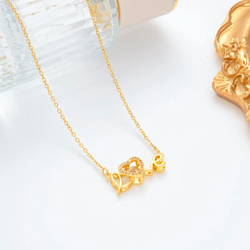 Handwritten Love Necklace Gold