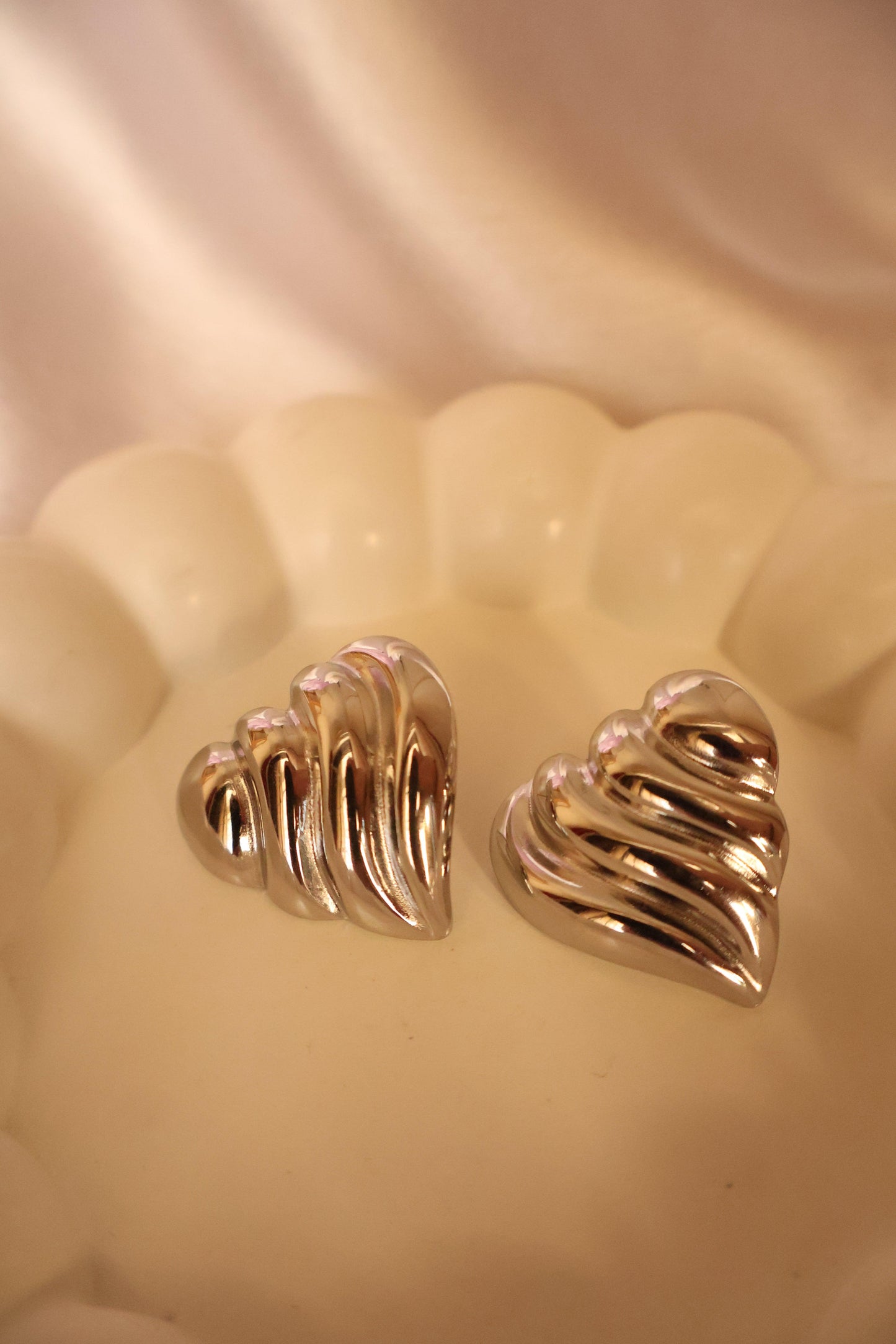 Chunky Silver Heart Earring