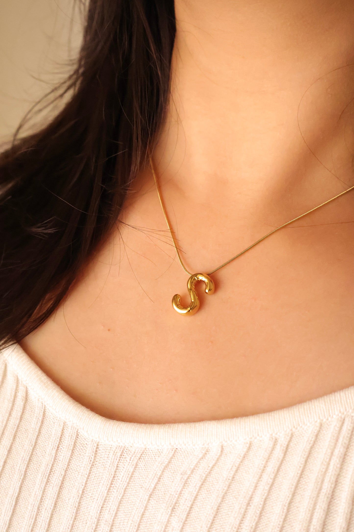 Gold Plated Bubble Initial Necklace