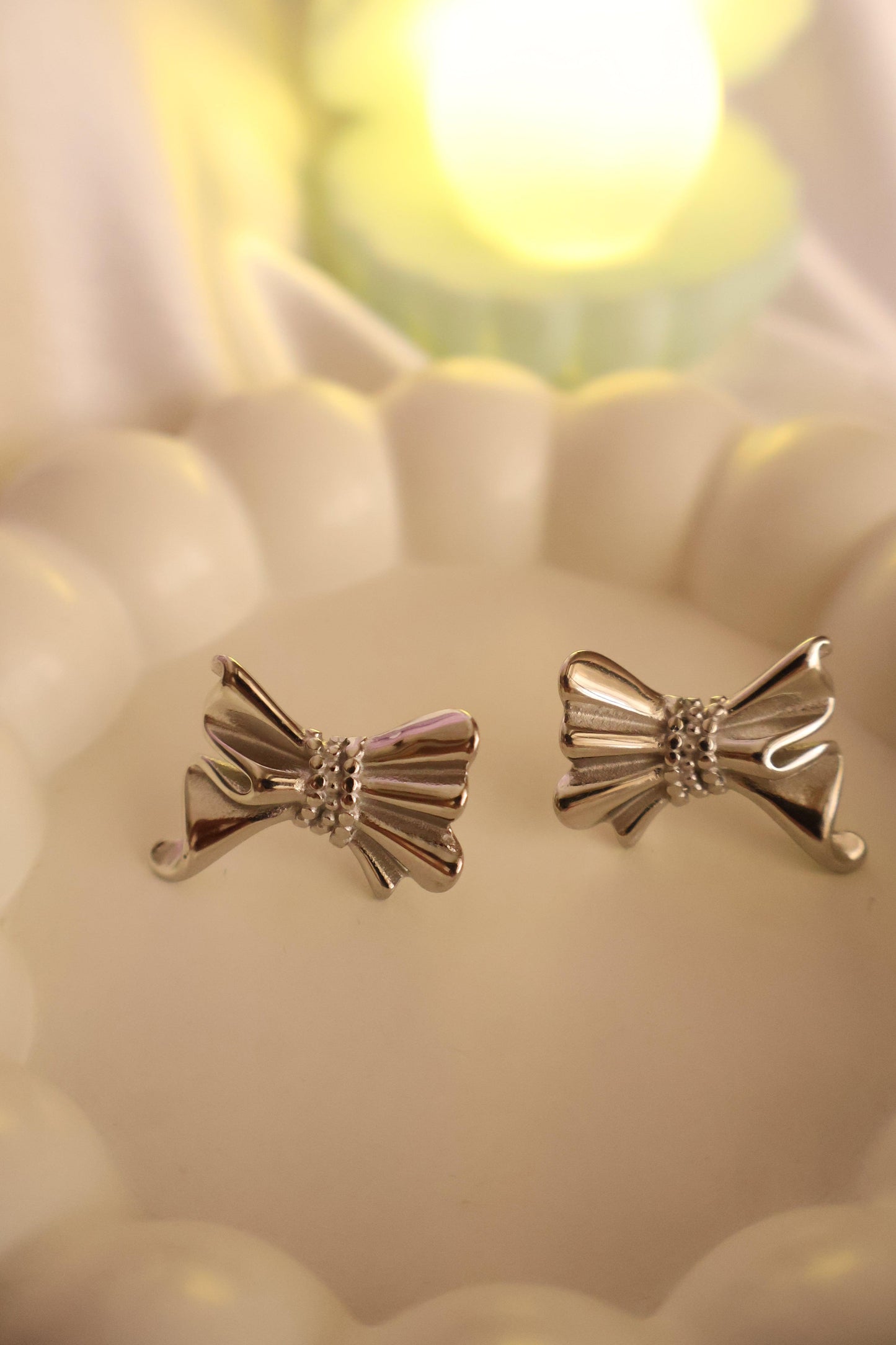 Small Silver Bow Studs Earring