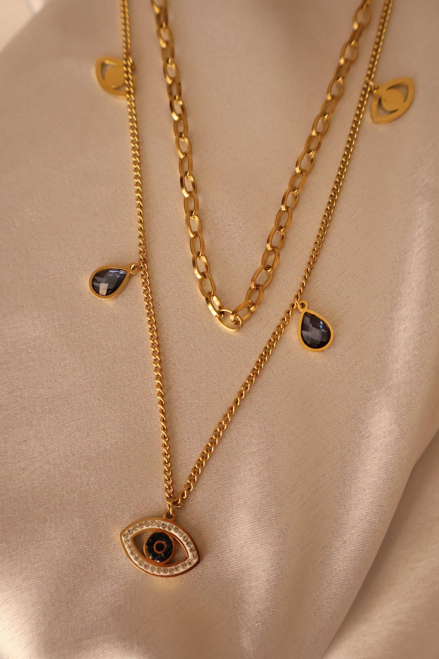 Aura Evil eye Double layer Neclace