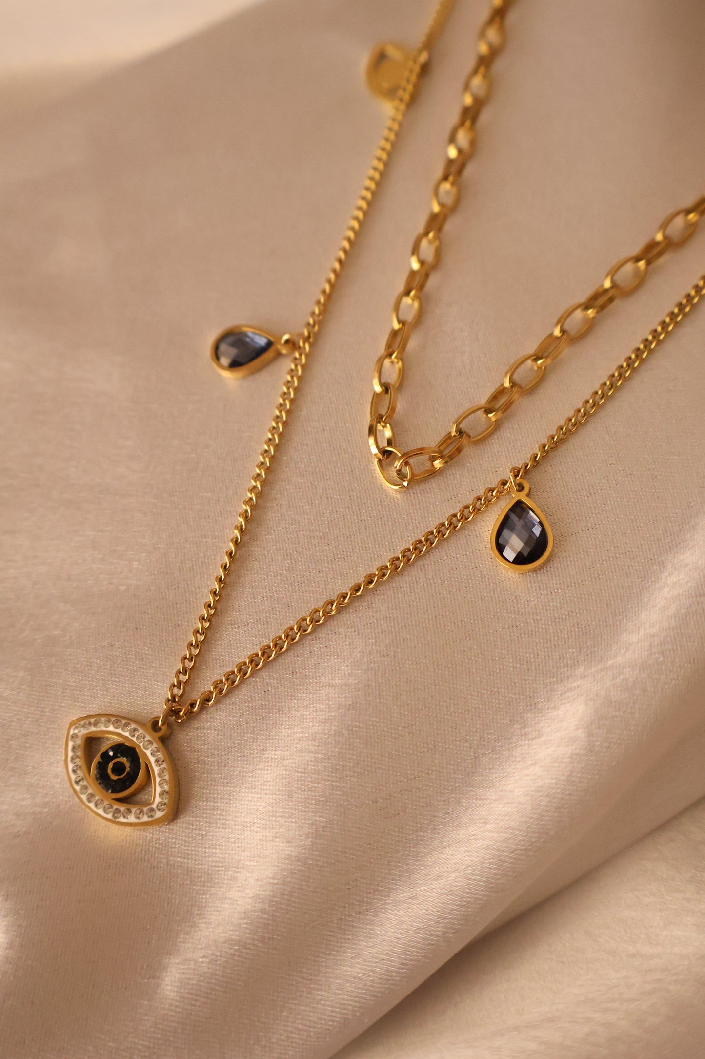 Aura Evil eye Double layer Neclace