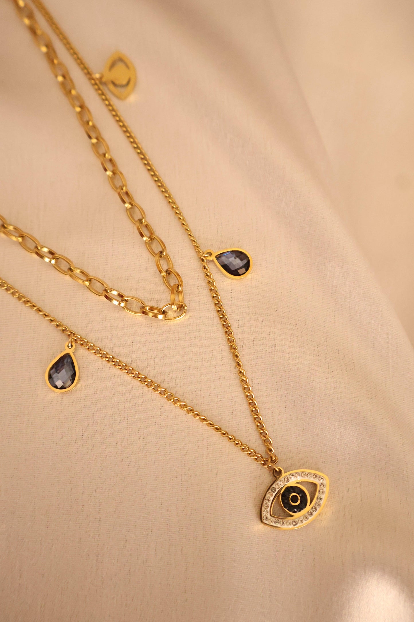 Aura Evil eye Double layer Neclace